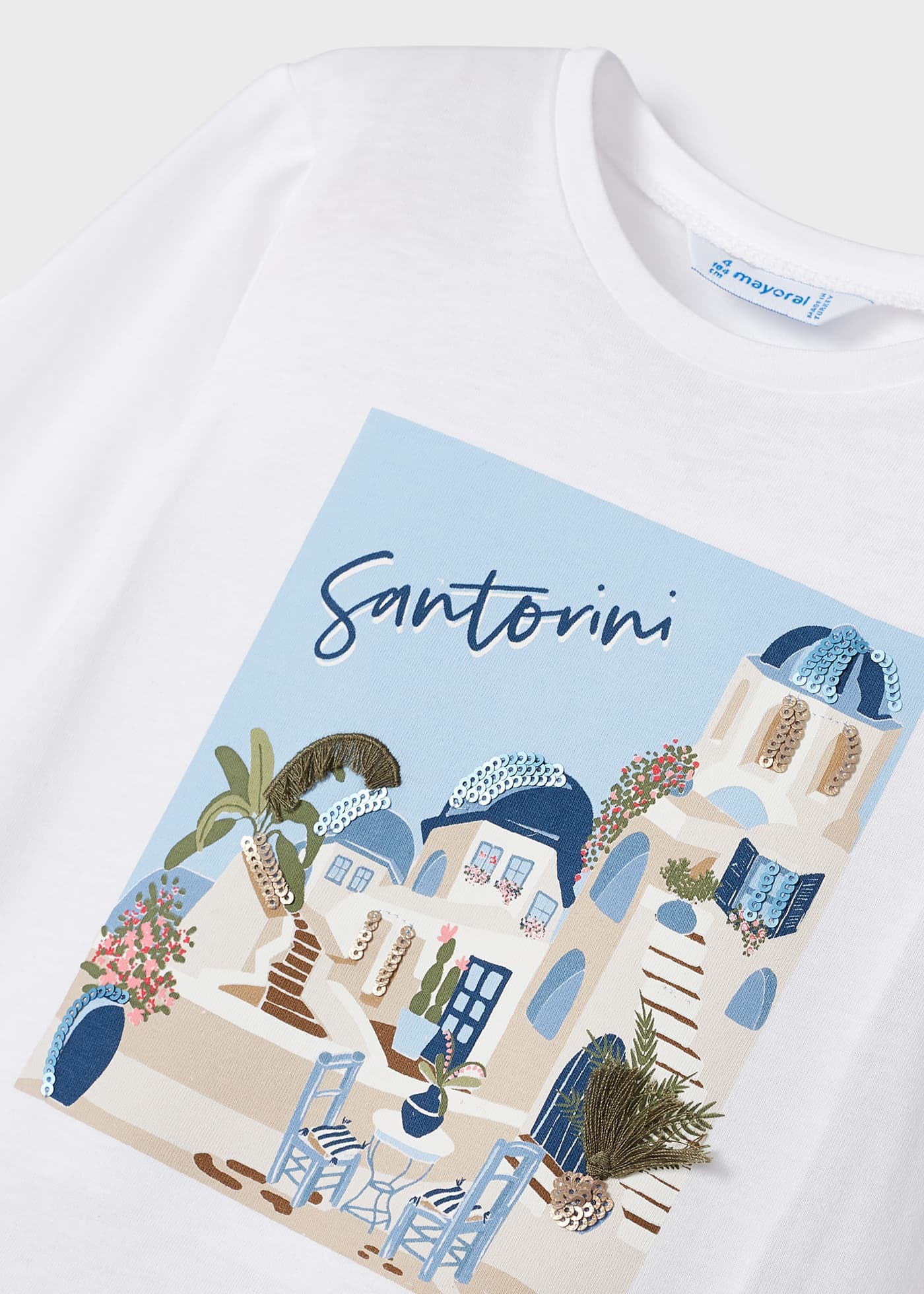 Conjunto de camiseta de manga comprida e elástico de cabelo de algodão para meninas