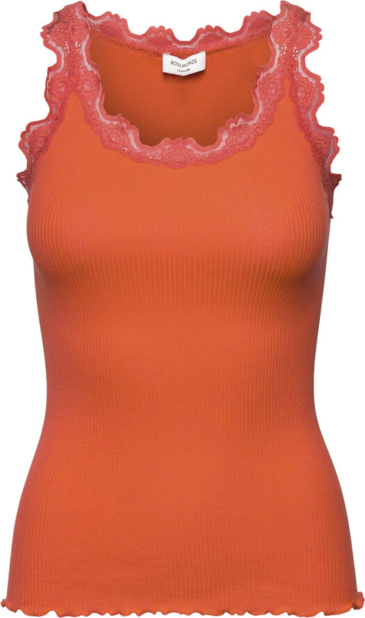 Rosemunde Silk top w/ lace Cherry tomato