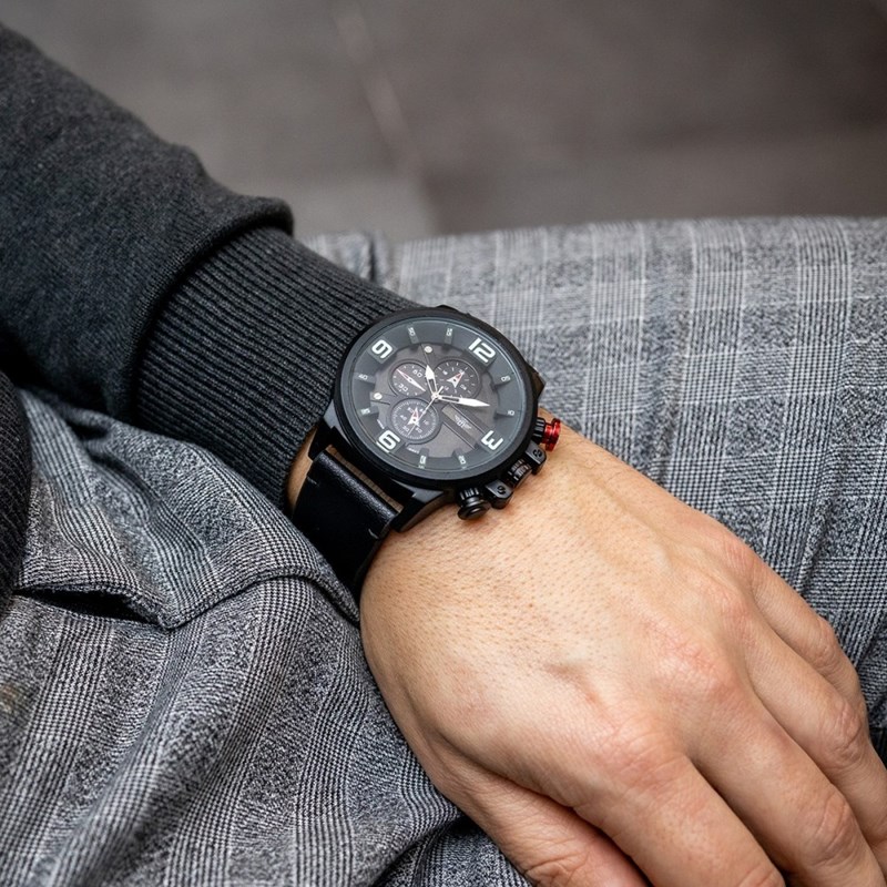 Montre Homme M. JOHN bracelet Cuir Noir