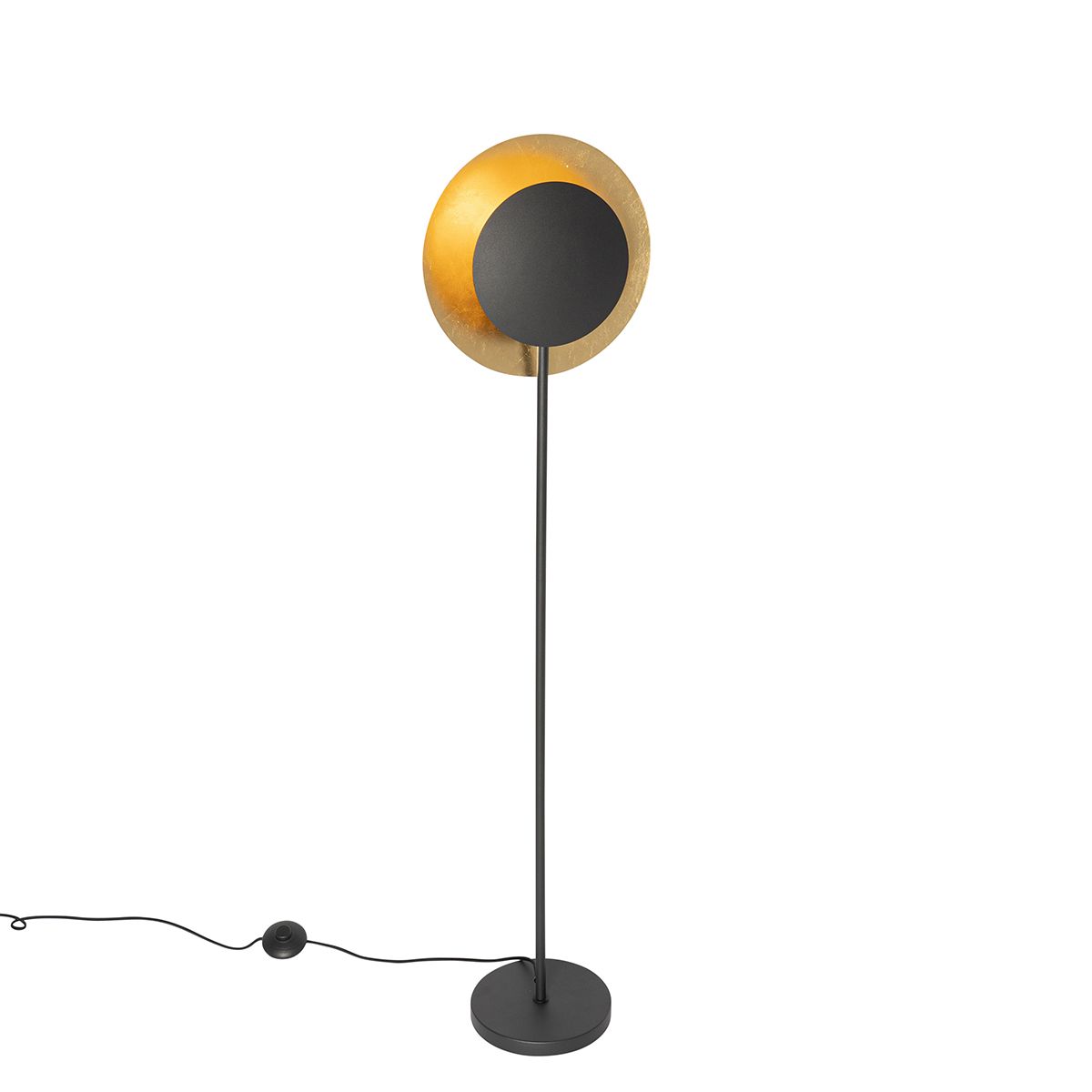 Art Deco vloerlamp zwart met goud - Emilienne