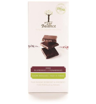 Balance Choco stevia tablet puur bosbes (85 gr)