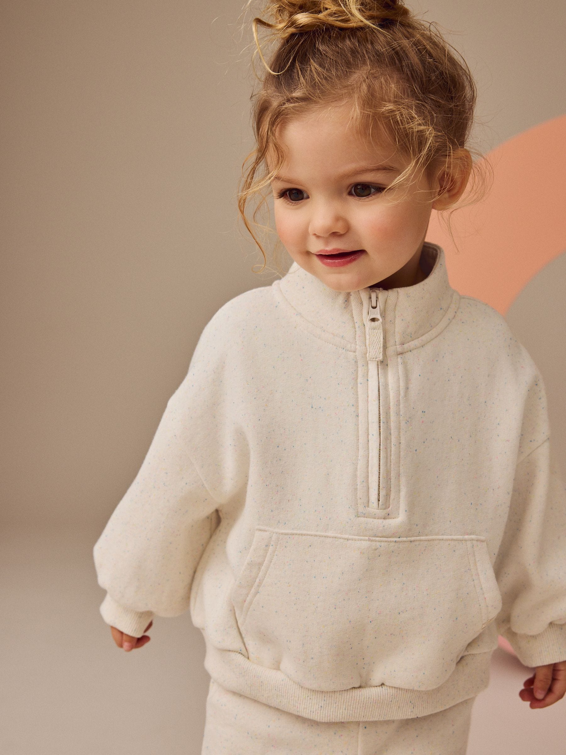 Moutkleurig - Sweatshirt met kwartrits (3mnd -7jr)