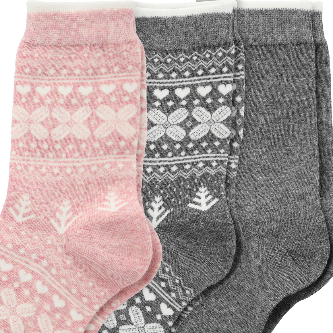 Gina Benotti 3 Paar Damen Socken grau / rosa / weiss
