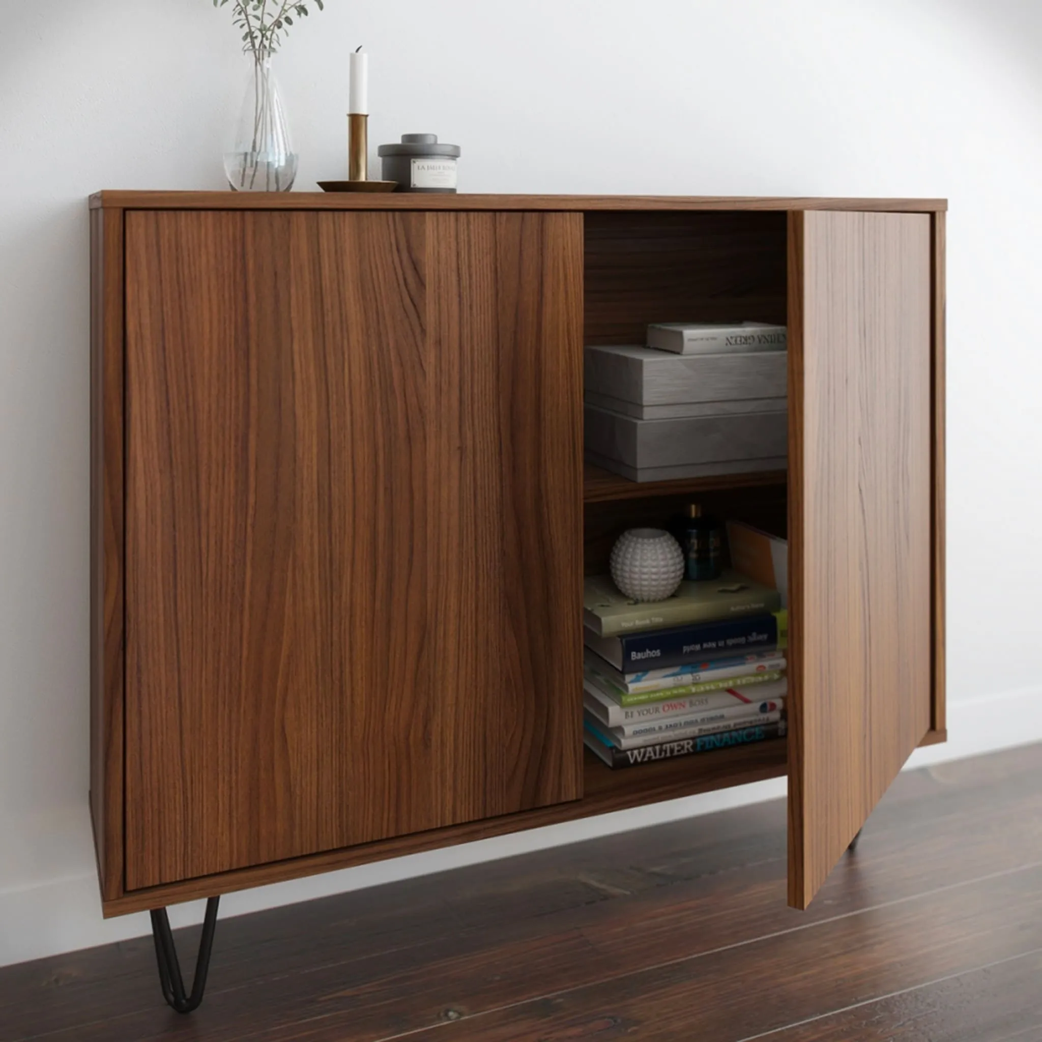 Nexera Console de Rangement 2 Portes Slim - Noyer