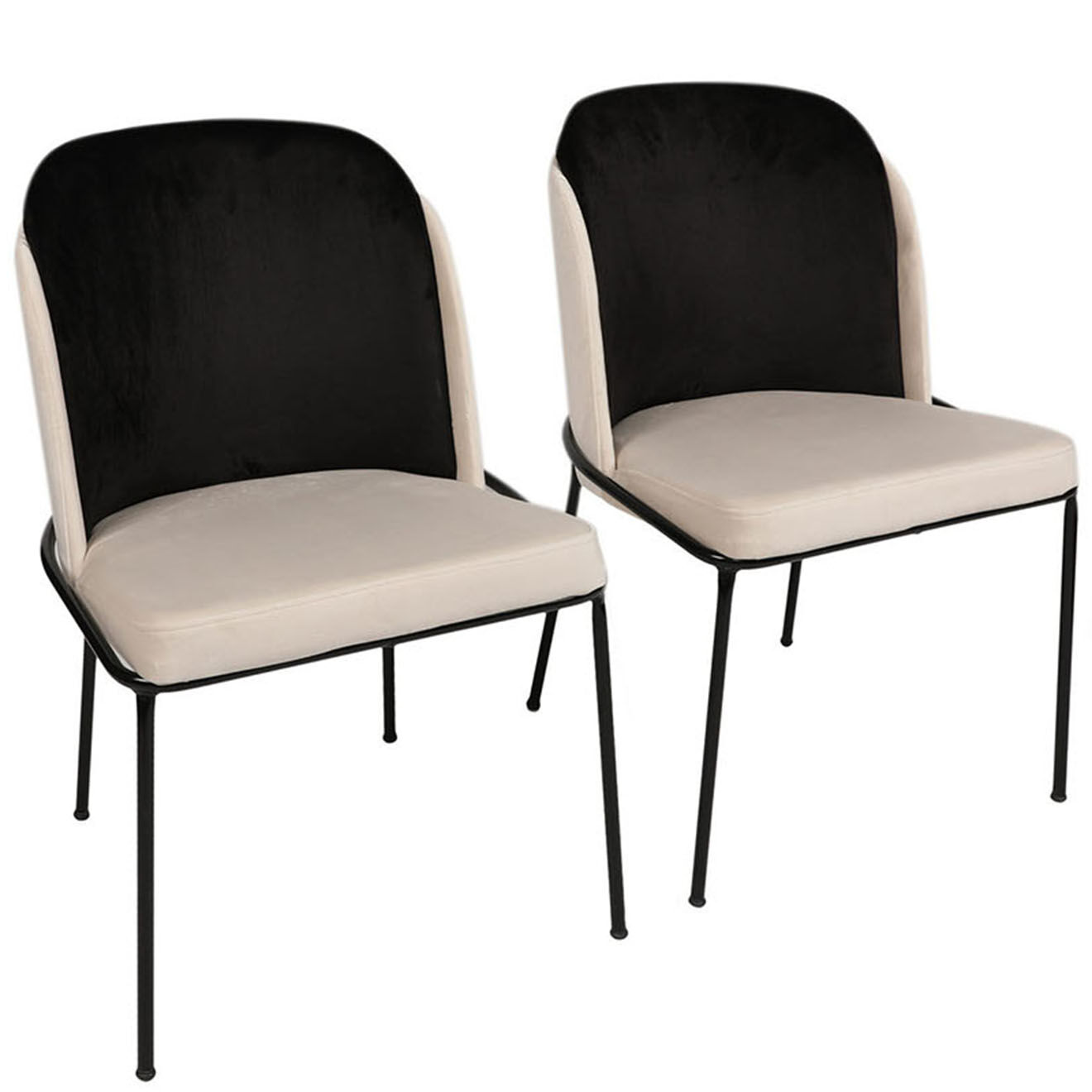 Wooden Art 2 Chaises Dore noir/crème - 86x54x55 cm
