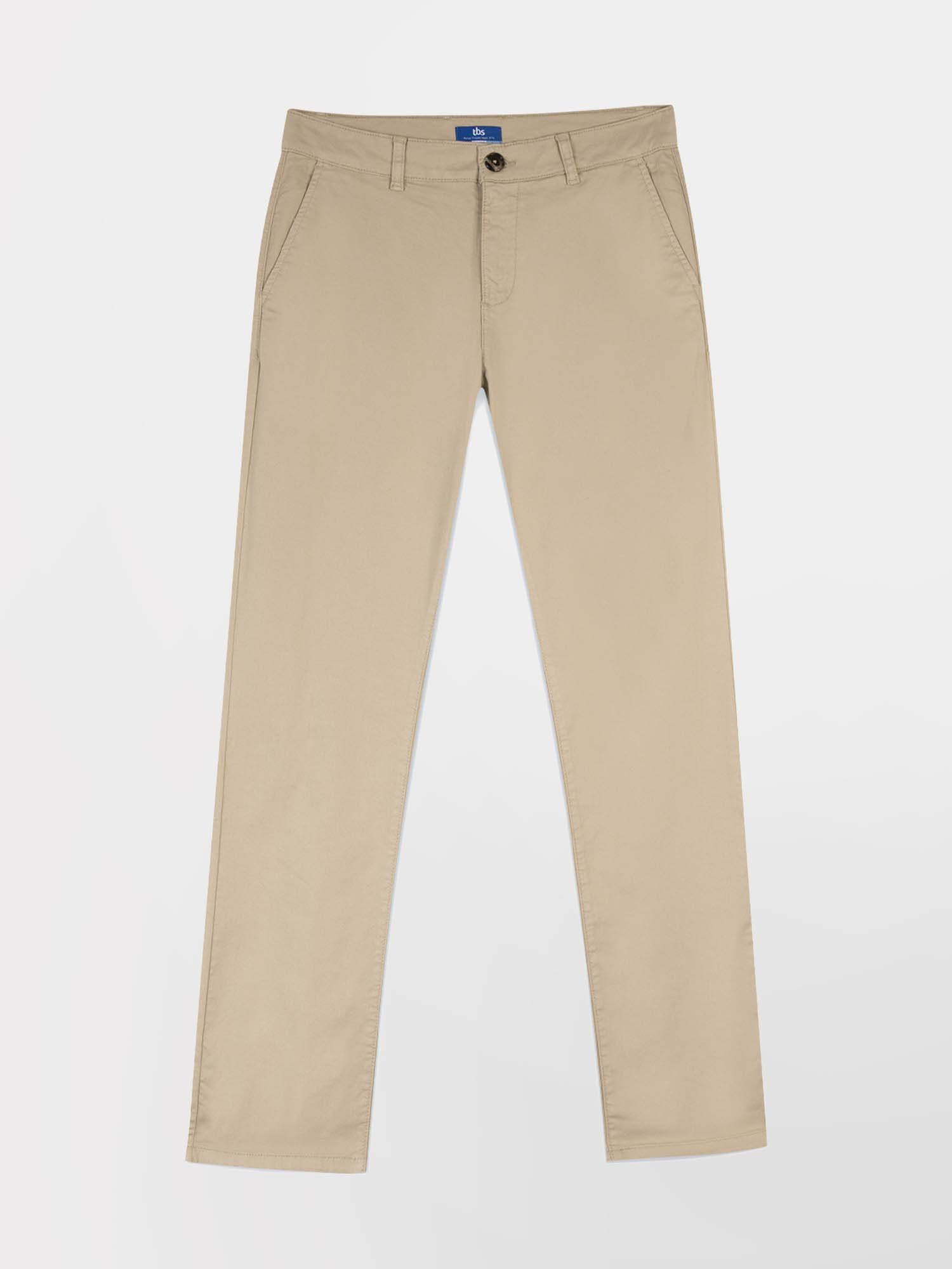 Pantalon Chino Homme Coton Stretch Beige