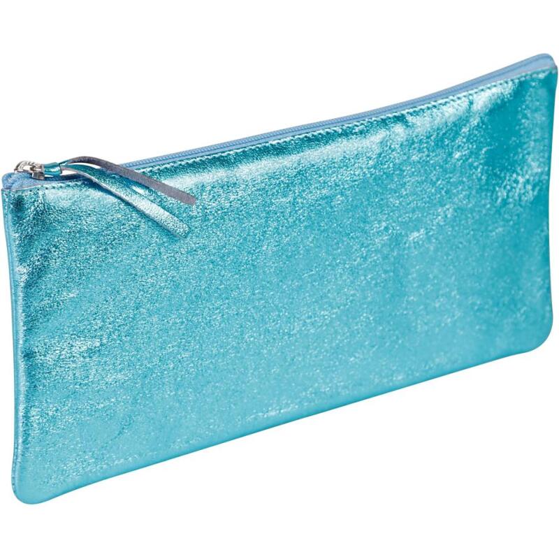 MIROR CUIR Trousse plate 22x11 cm Miror Turquoise