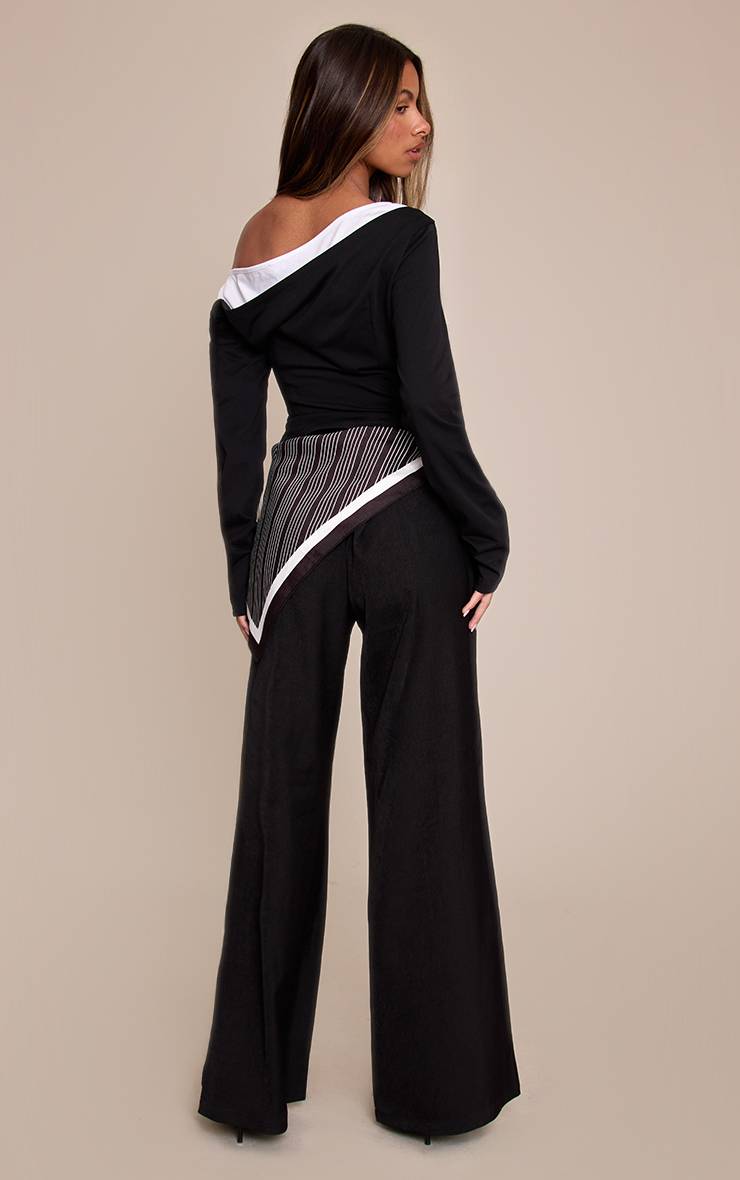 Noir Pantalon Tailleur À Détail Foulard Petite