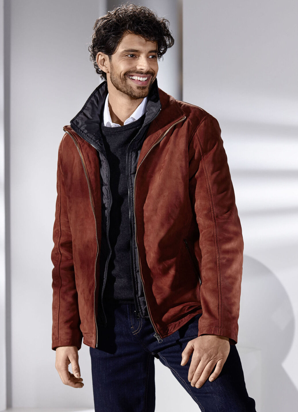 Lederkurzjacke mit Innentaschen
