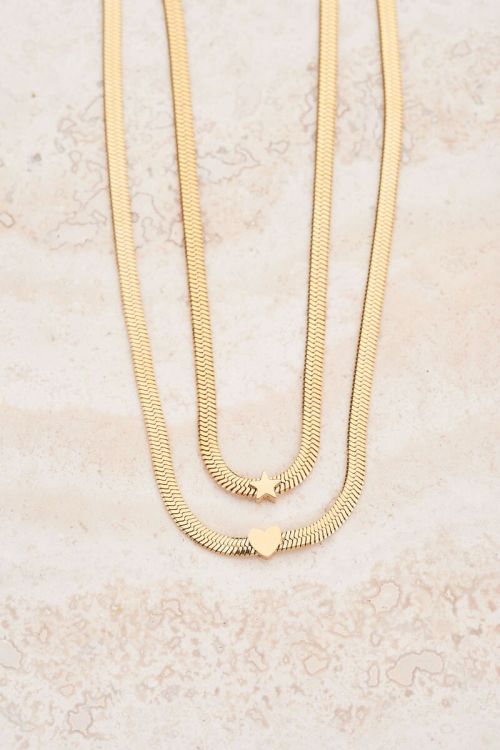 Ketting met platte schakel & hart