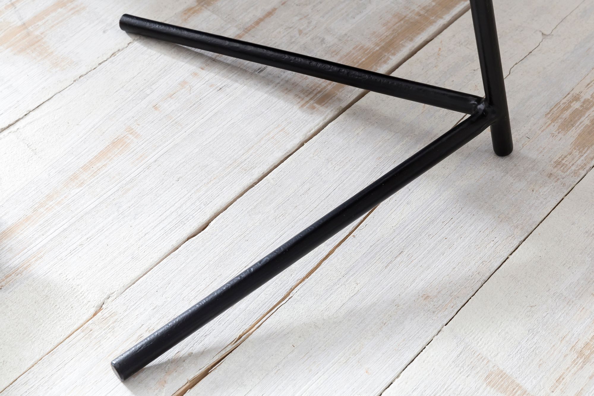 FineBuy Design Beistelltisch Ø 40 cm Couchtisch Sheesham Massivholz Metall