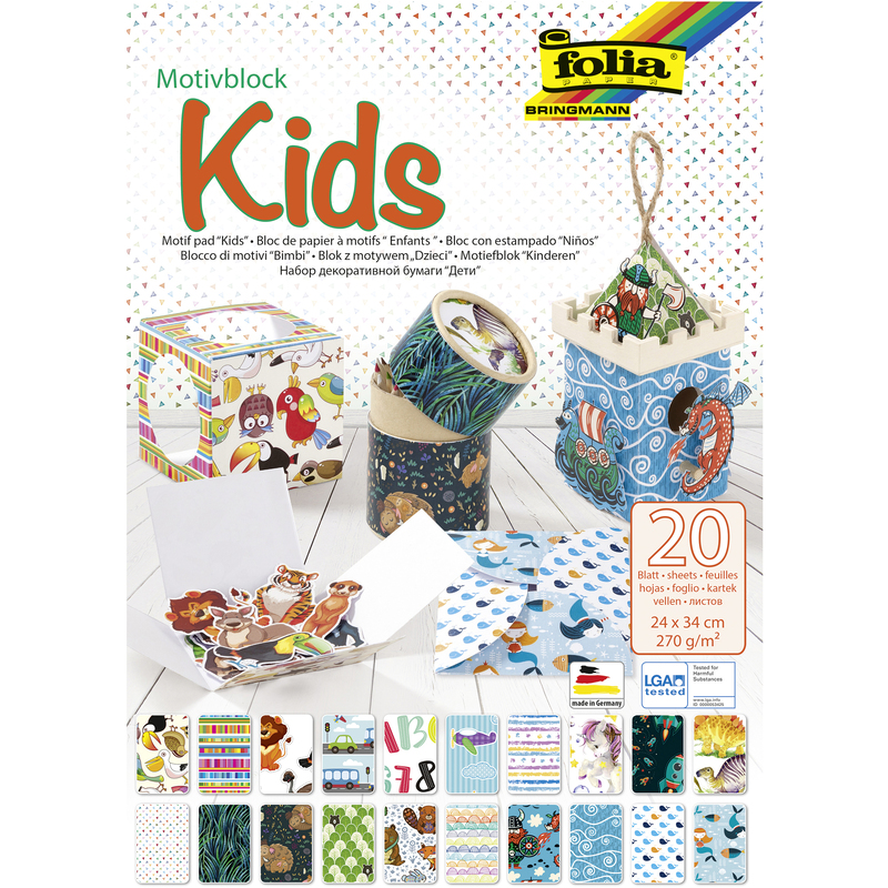 Folia Motivblock Kids, 24 x 34 cm, assortiert, 20 Blatt