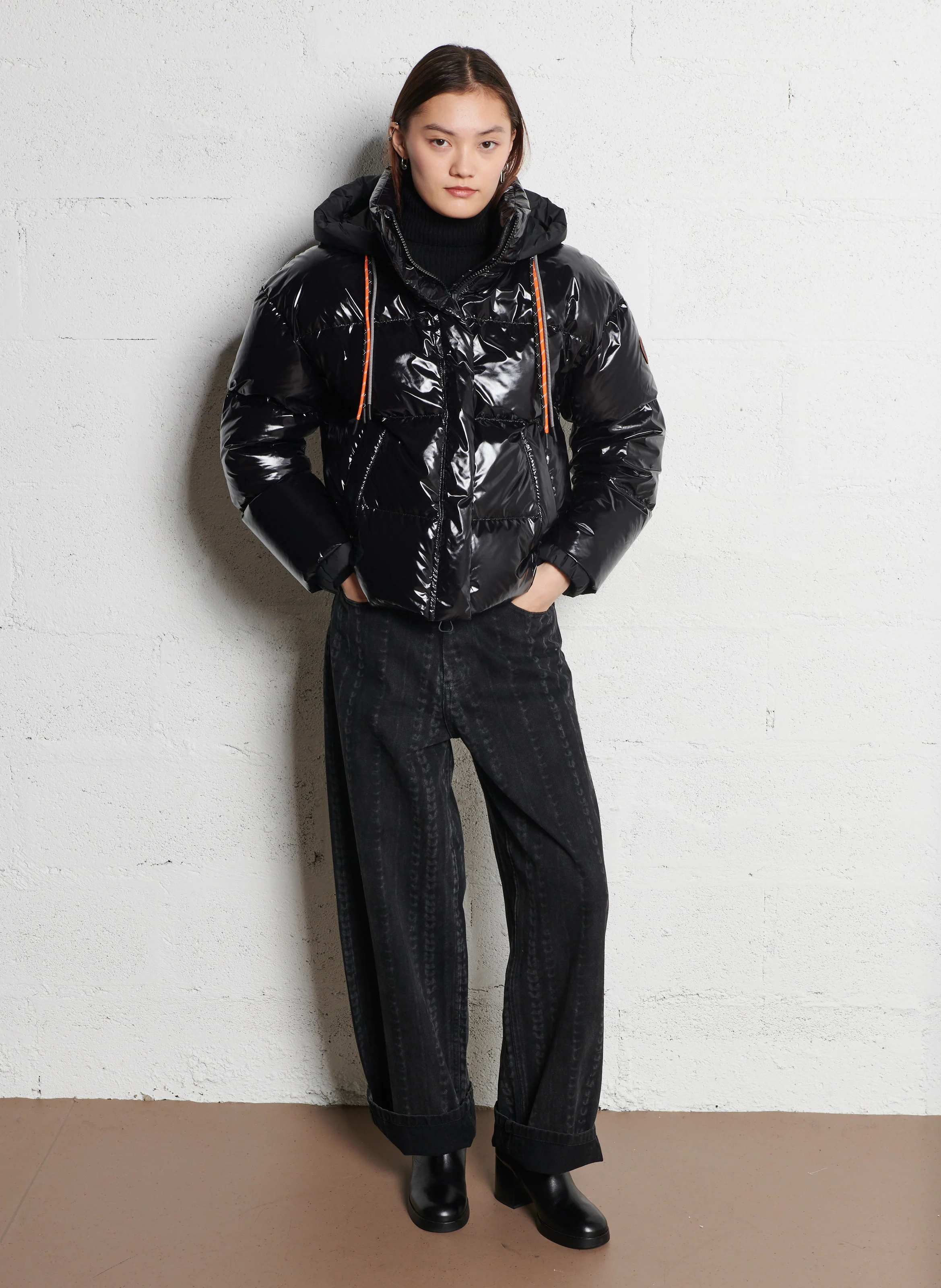 ATLANTA - Jean large taille haute en coton | Noir