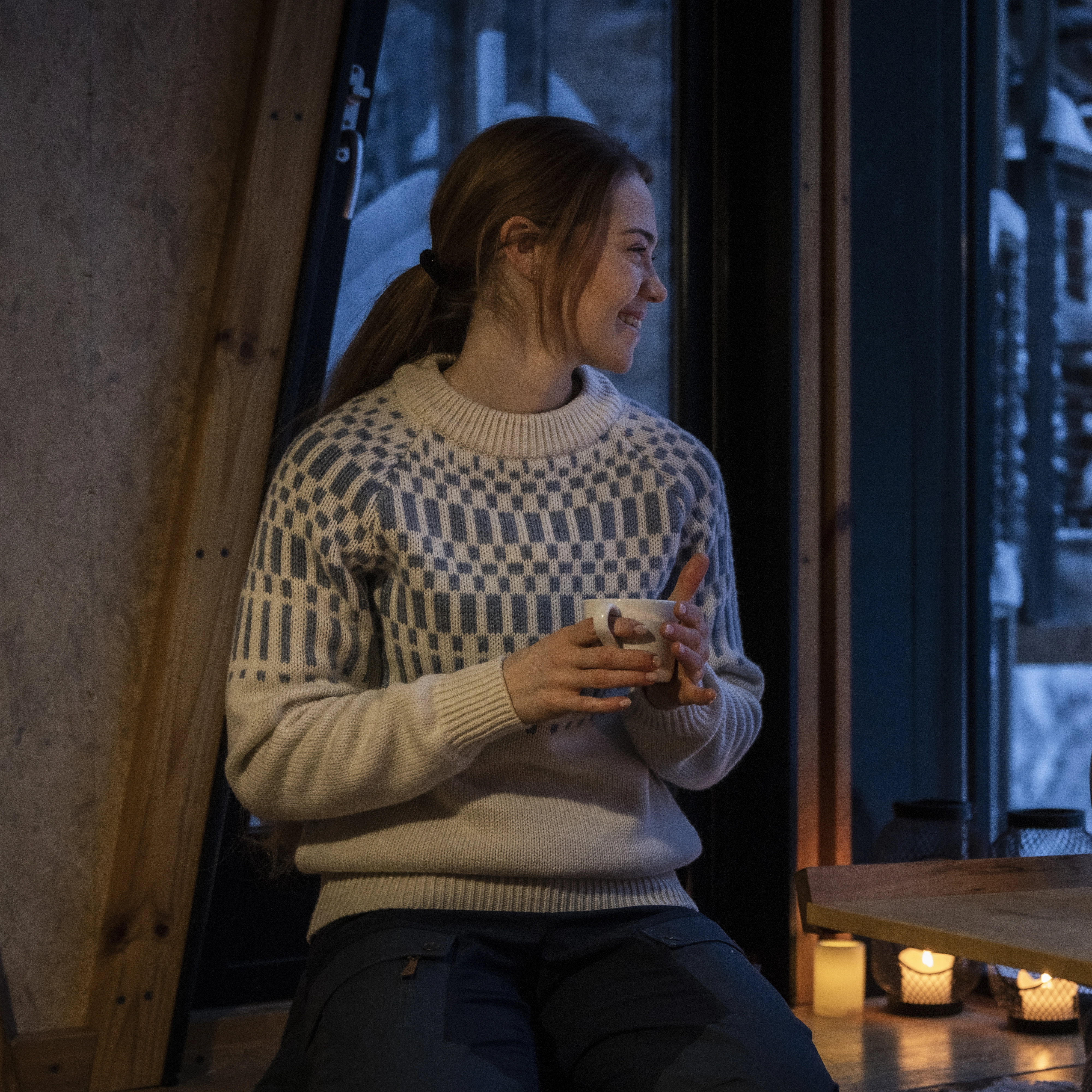 Nordmarka Merino Jumper Women Vanilla White / Husky Blue