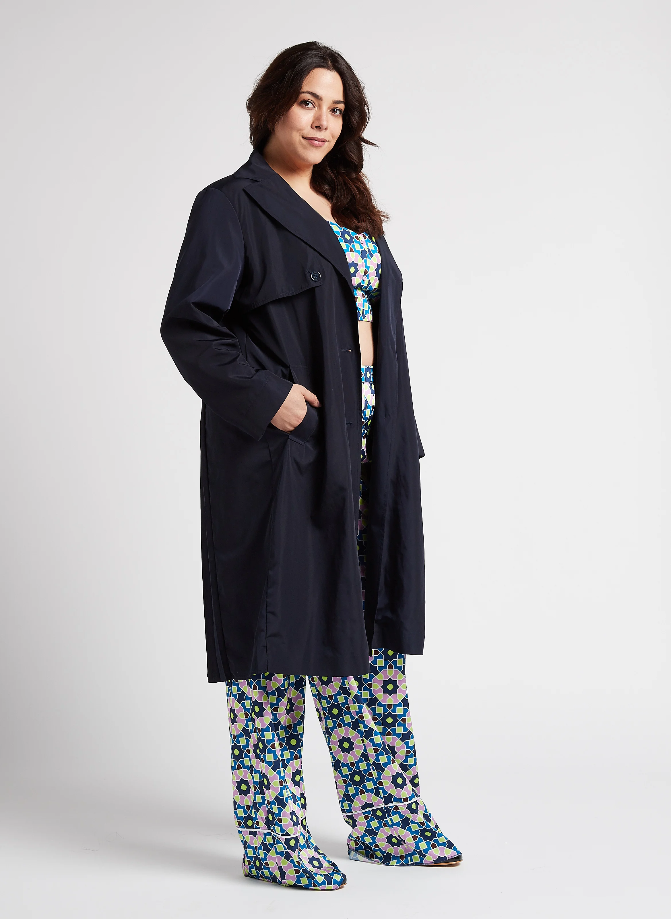 TARINA - Imperméable à col tailleur | Noir