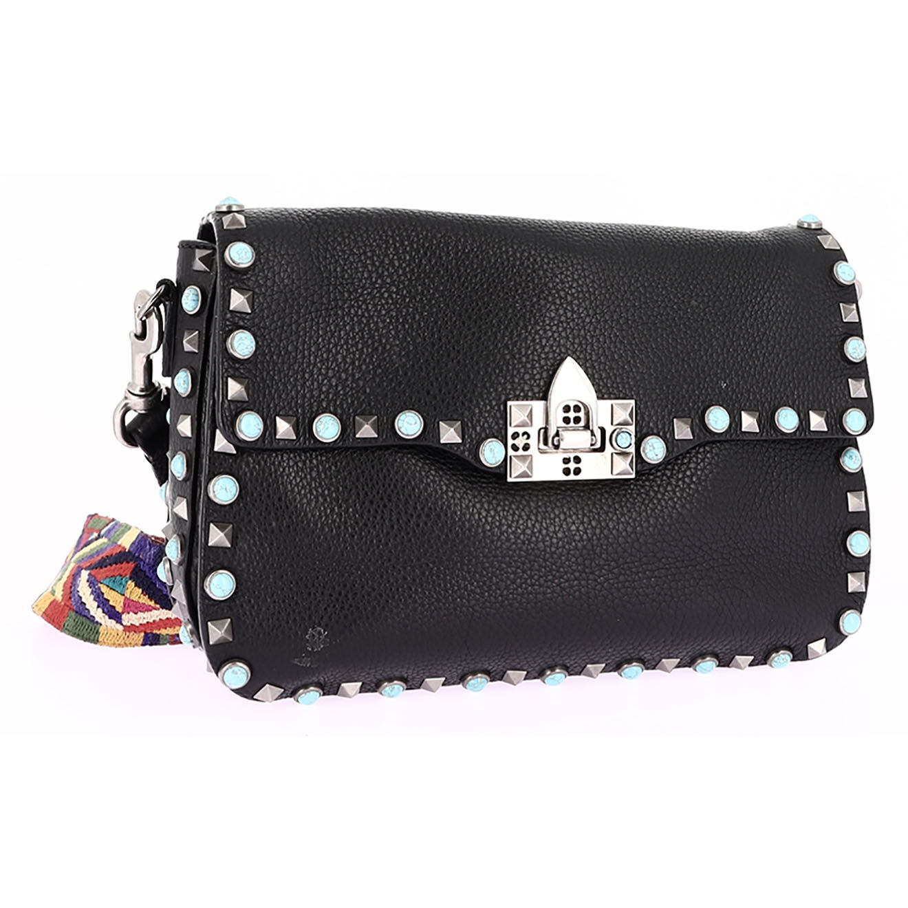 Valentino Sac bandoulière Rockstud en Cuir Clous noir - Très bon état - L.27 cm