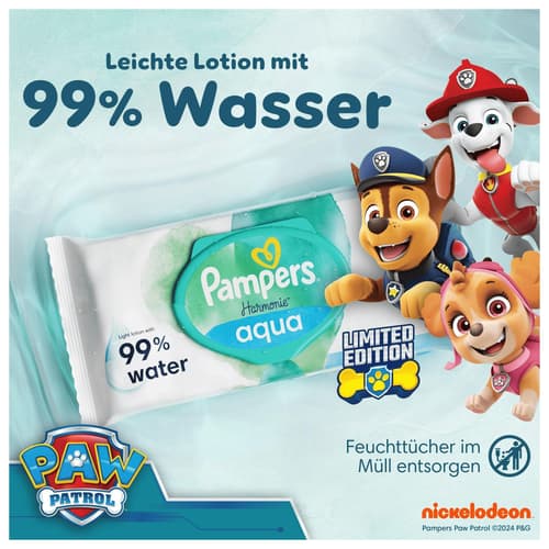 Pampers Harmonie Aqua Baby Feuchttücher Paw Patrol Edition 3er Pack