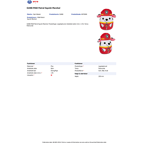 Paw Patrol Gund Trend plys - Marshall