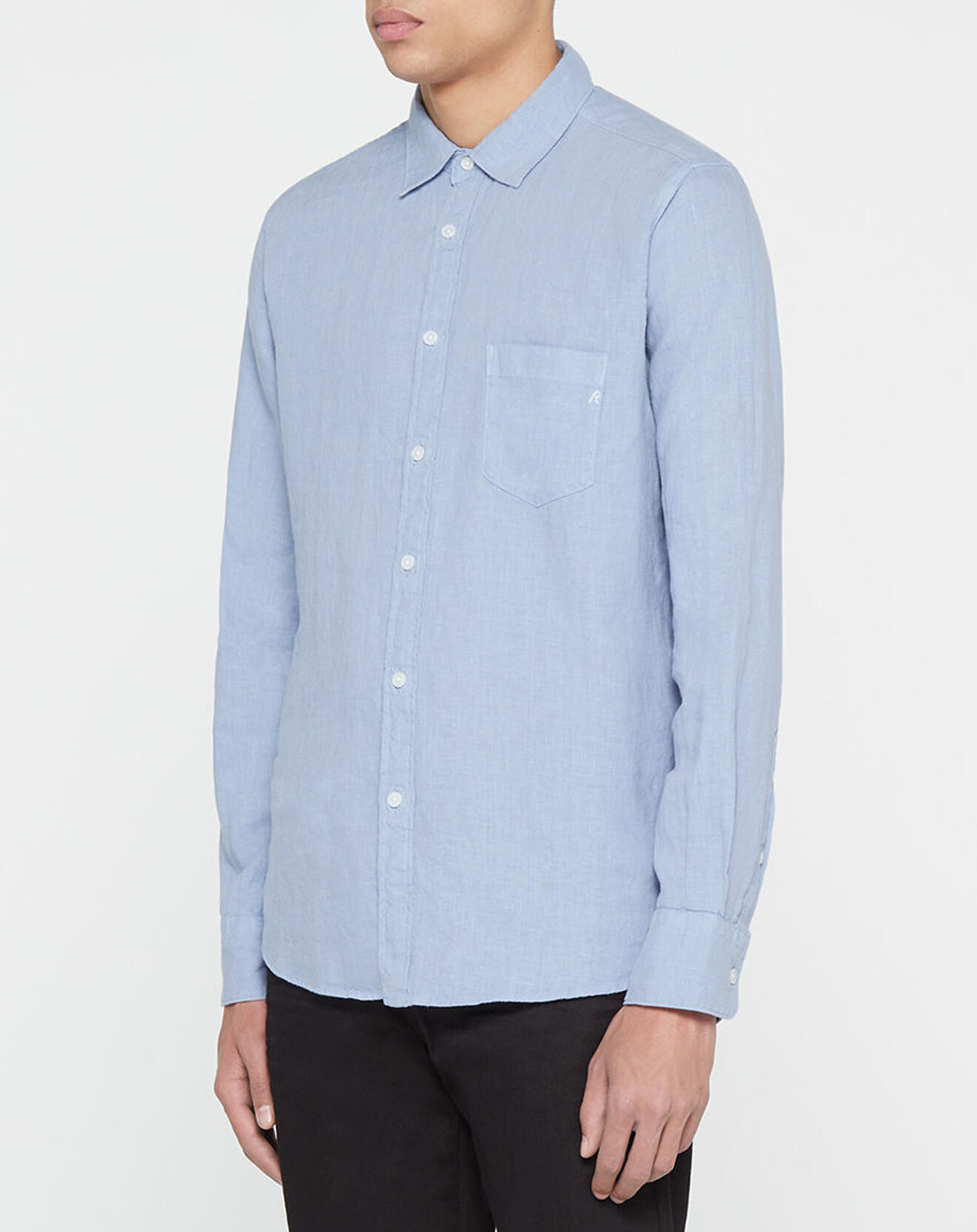 Replay Chemise 100% Lin Regular Fit bleu clair