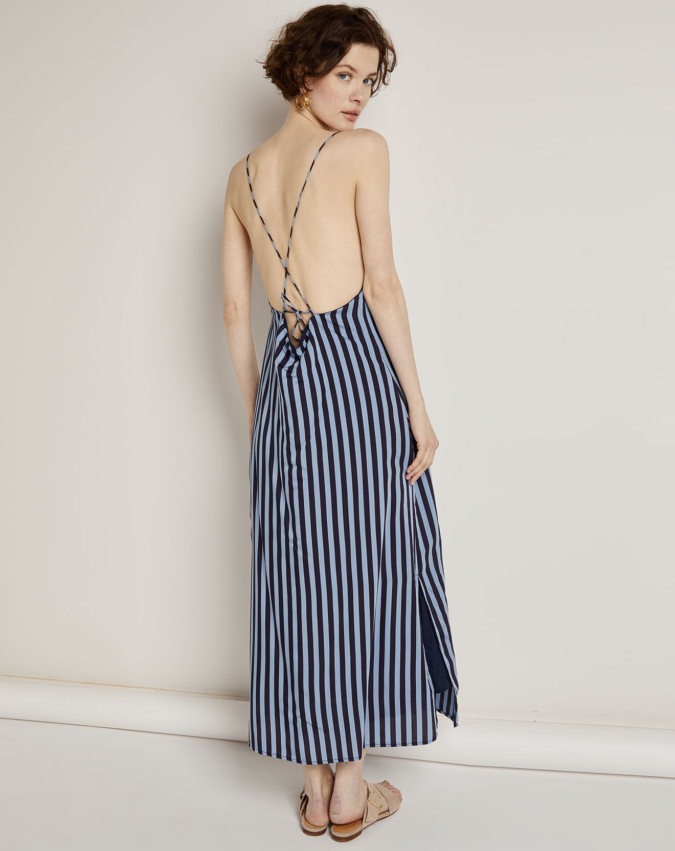 See u Soon Robe Chloé rayée bleue