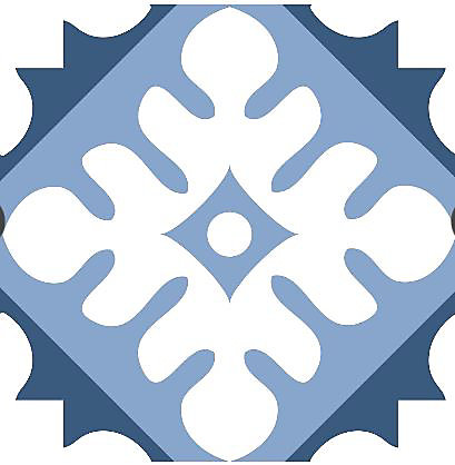 8 carreaux adhésifs motif losange feuille bleue L.10 x H.10 x l.0,4cm
