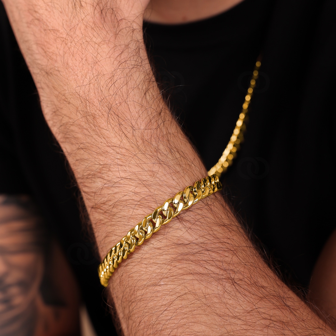 7.0mm Panzerarmband 750/18 K Gelbgold halbmassiv