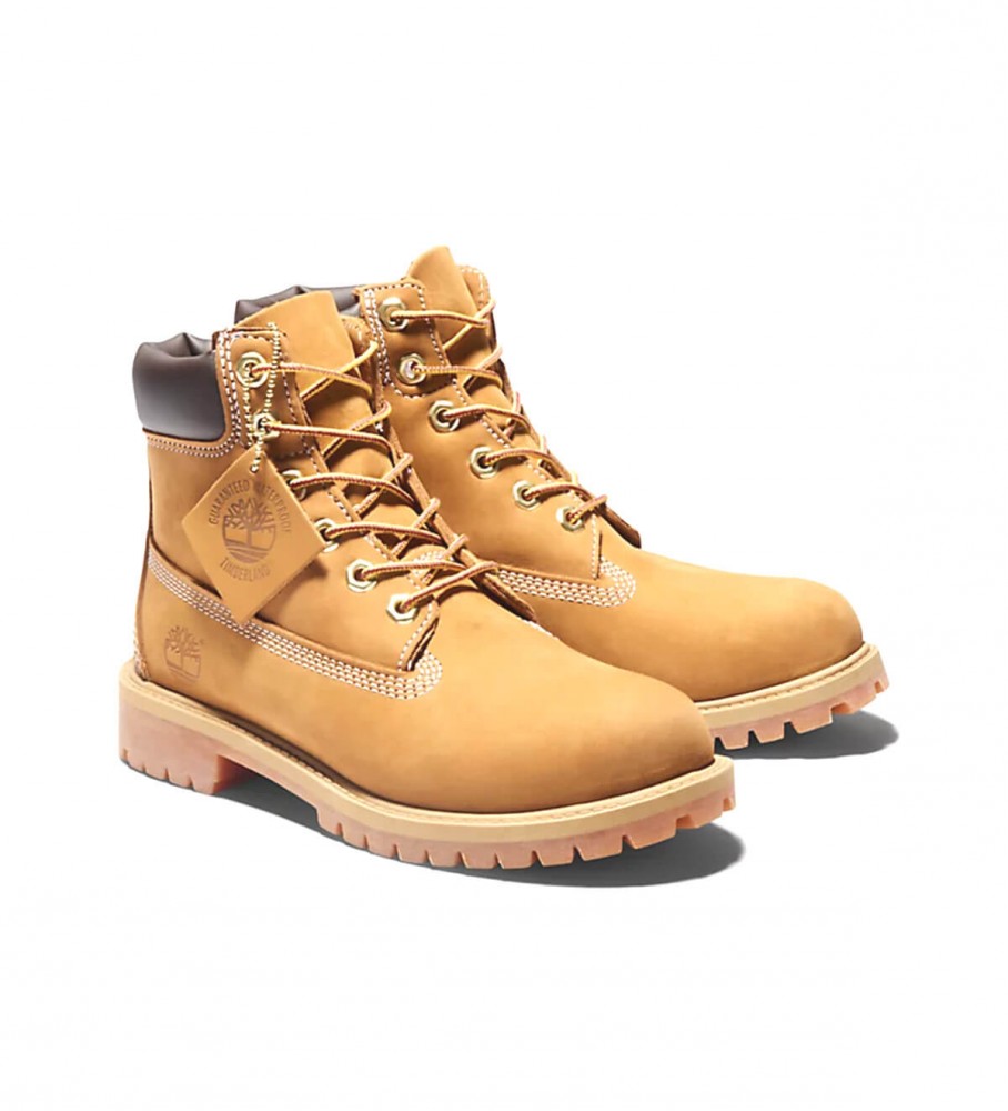 Botas Timberland Premium em Couro, Tamanho 6, Cor Mostarda
