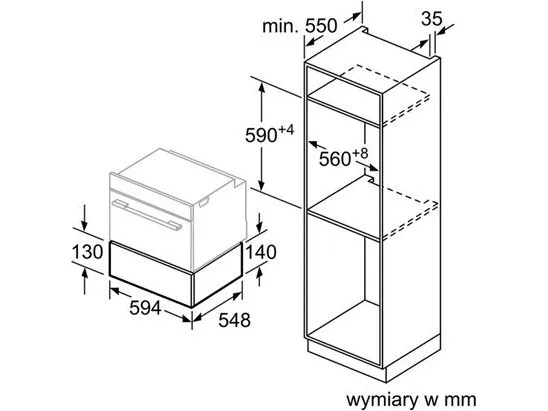 Bosch Serie | 8 BIC630NS1 - Varmeskuffe - til indbygning - niche - bredde: 56 cm - dybde: 55 cm - højde: 14 cm - rustfrit stål