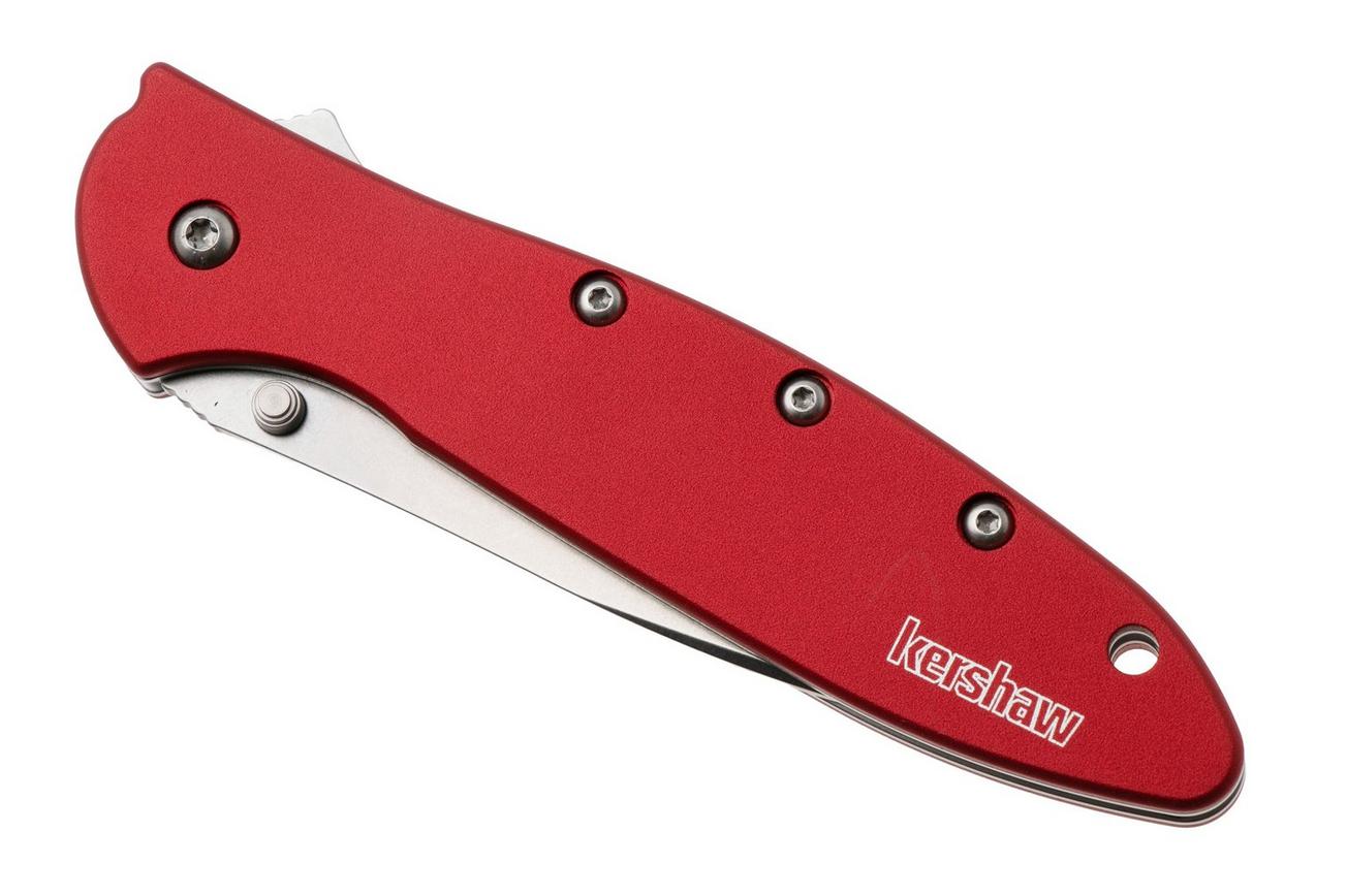 Kershaw Leek 1660RDSW, Stonewashed 14C28N, Red Aluminum zakmes, Ken Onion design