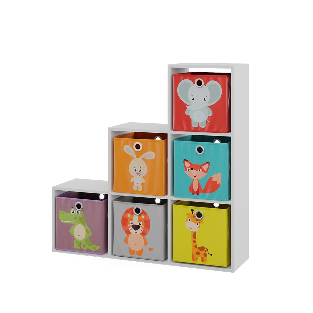 Vicco Treppenregal Raumteiler Bücherregal 6 Fächer Weiß Stufenregal Faltbox