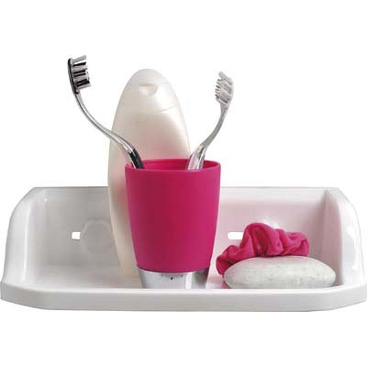 ETAGERE PP RECTANGULAIRE SUR VENTOUSES  BLANC