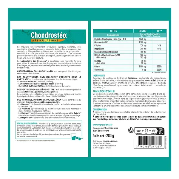 Chondrostéo+ Colágeno Marinho para Conforto Articular 280g Pacote com 3 unidades