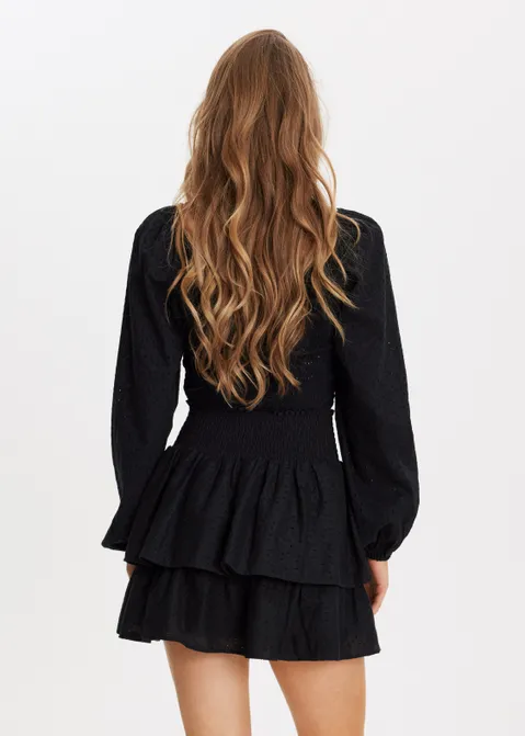 Broderie crop top zwart (ZWART)
