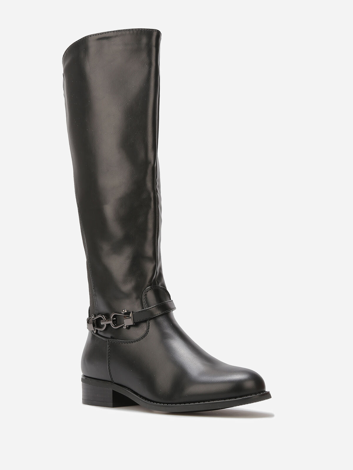 Bottes cavalières à boucle dorée- Noir