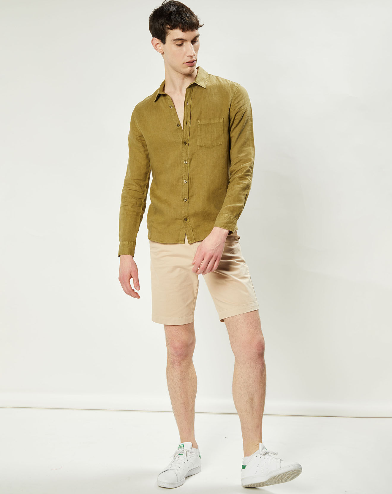Harris Wilson Chemise slim 100% Lin Efesio militaire