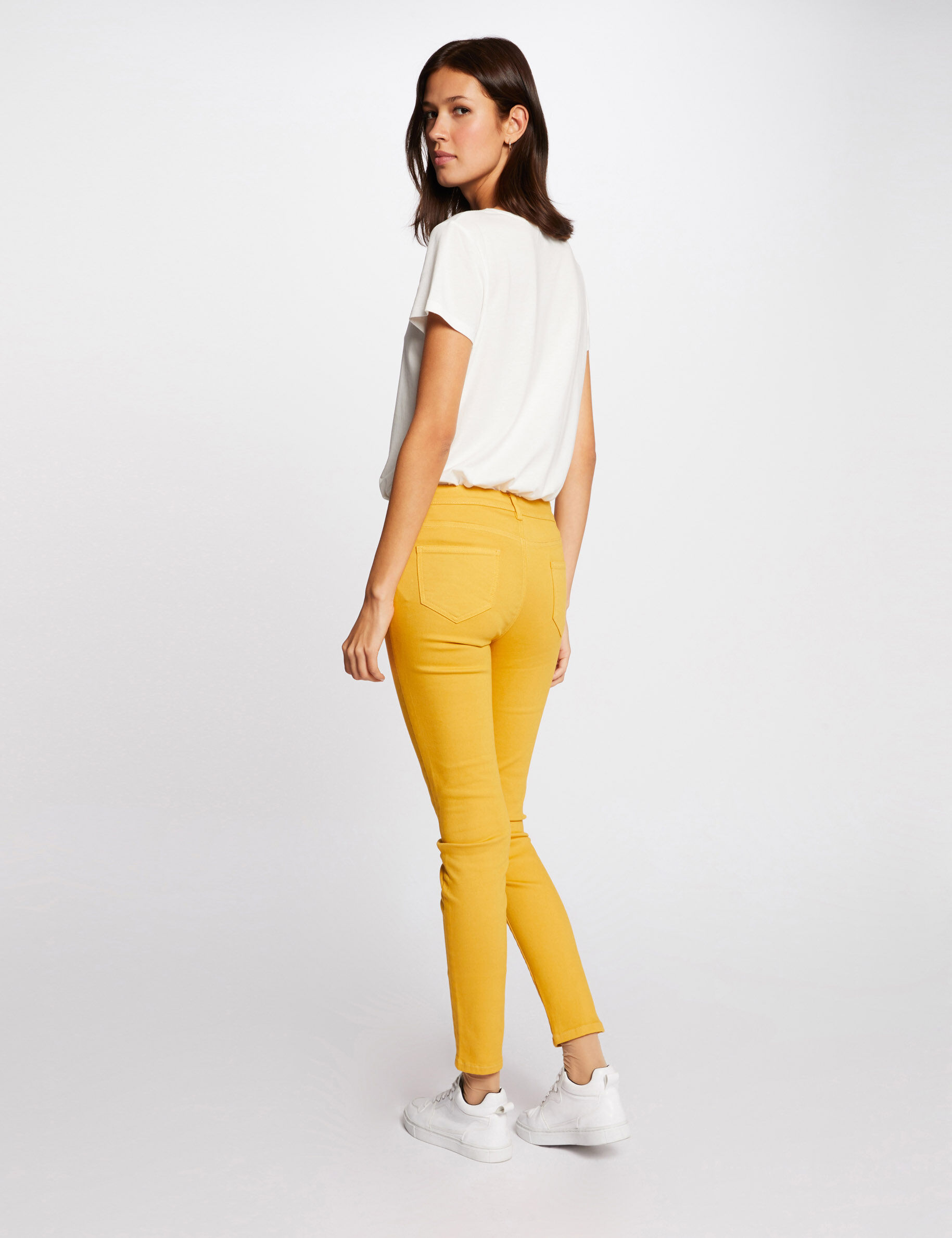 Jeans skinny taille basse moutarde femme - moutarde