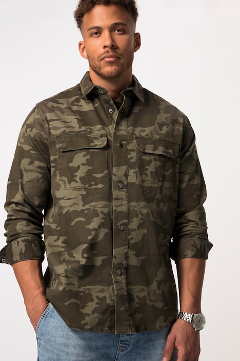 STHUGE Hemdjacke FLEXLASTIC®, Camouflage, Kentkragen, bis 8 XL