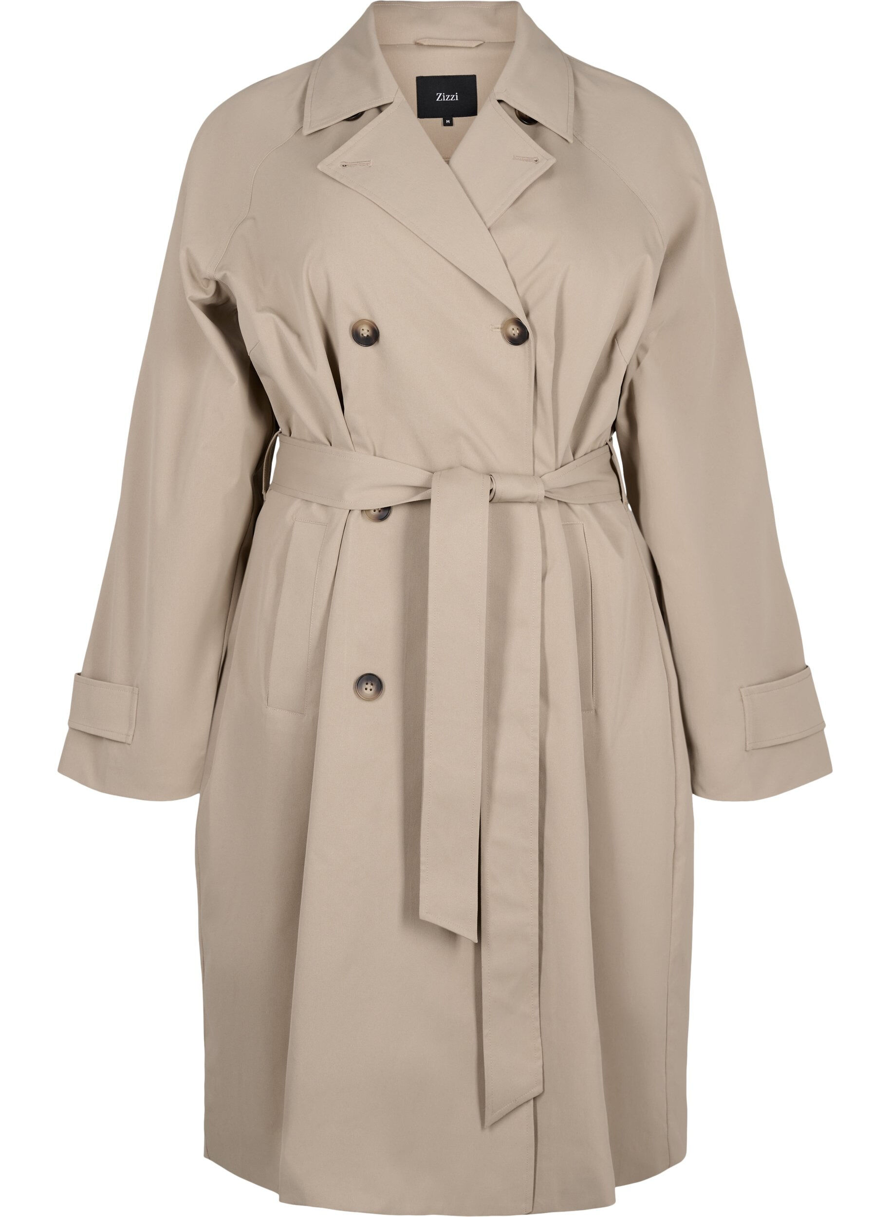 Klassisk lang trenchcoat med bælte