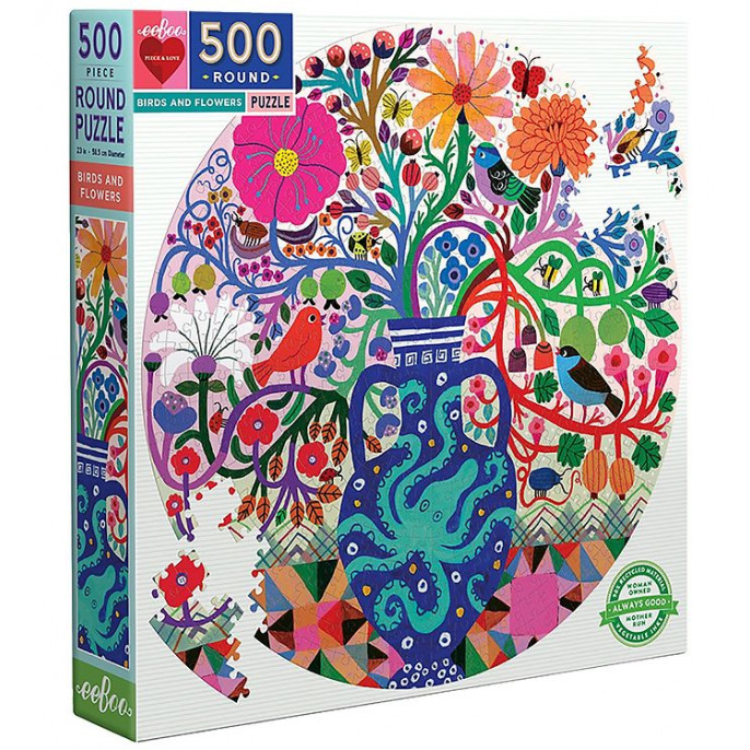 Puzzle : 500 pièces rond - Birds and Flowers
