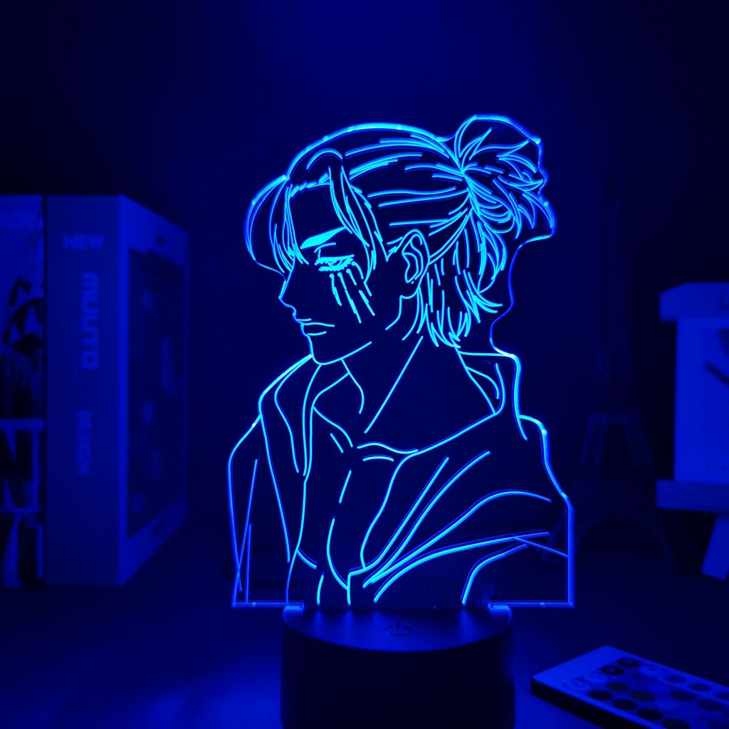 3D Anime LED Acryl Lampe Nachtlicht USB Deko Lampe mit Touch Schalter - Eren