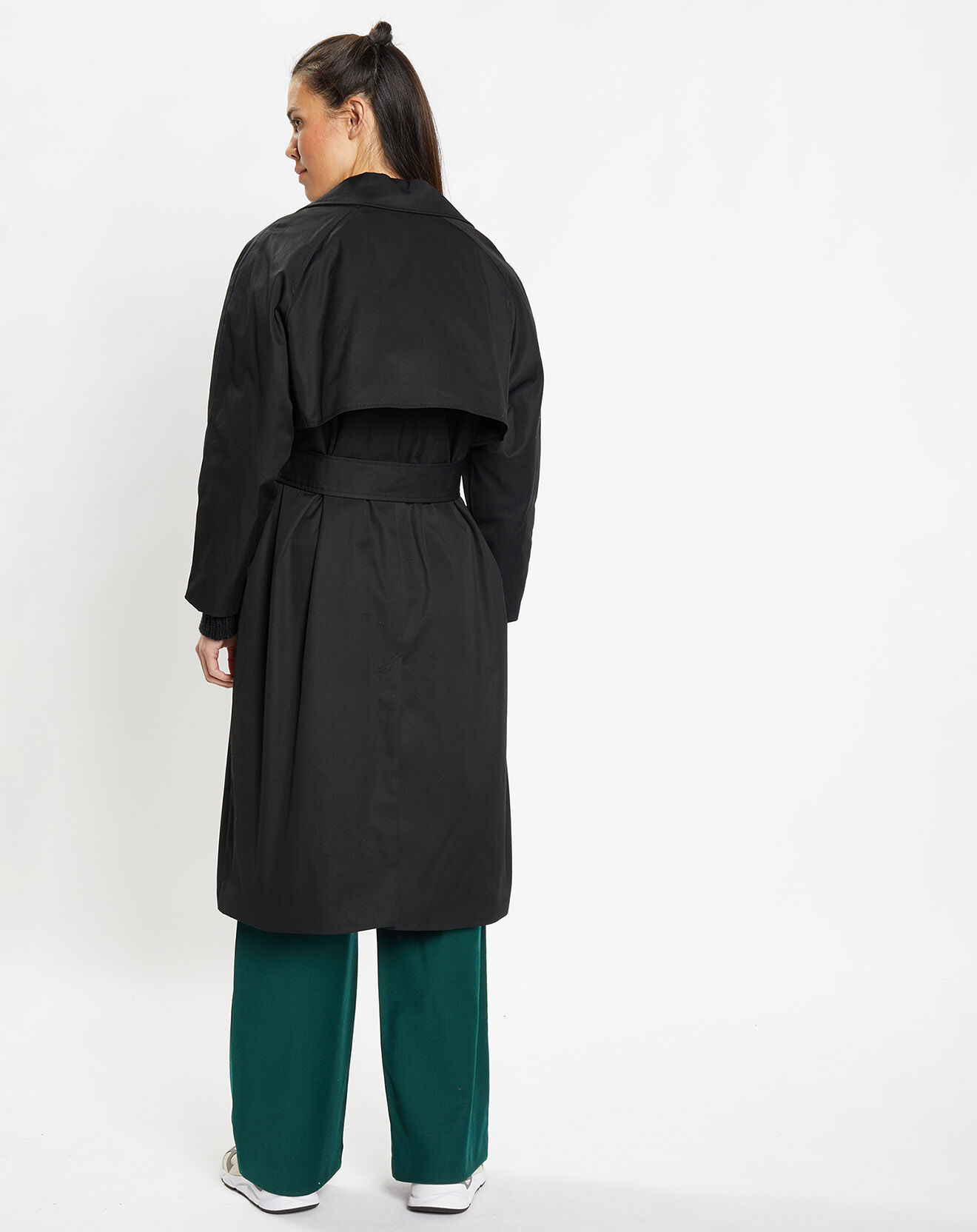 Galeries Lafayette Trench long en Toile de Coton bio Chopin noir