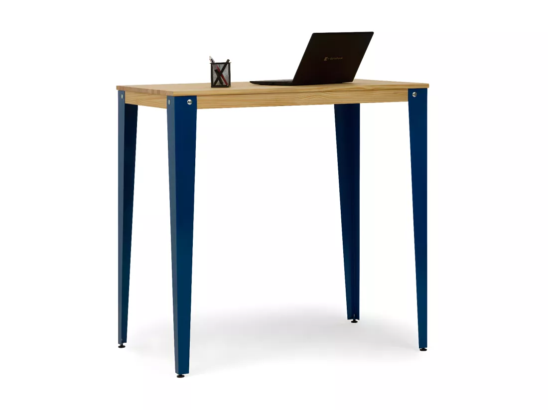 Table Mange debout Lunds 80X120x110cm Bleu-Naturel. Box Furniture