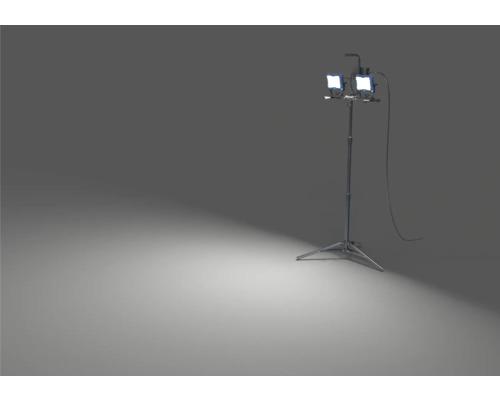 LUMAK PRO LED Statief Dubbele Spot IP54 2x 50W 2x 8250 lm daglichtwit Stroomkabel 3G1,5 mm² H07RN-F 5,0 m met stekker 2x USB-uitgang 1x aansluiting