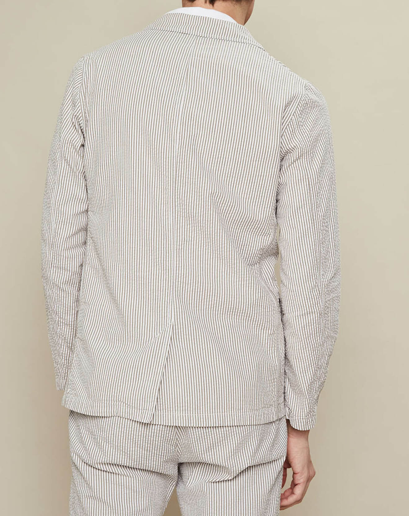 Hartford Veste fine Jag rayée beige