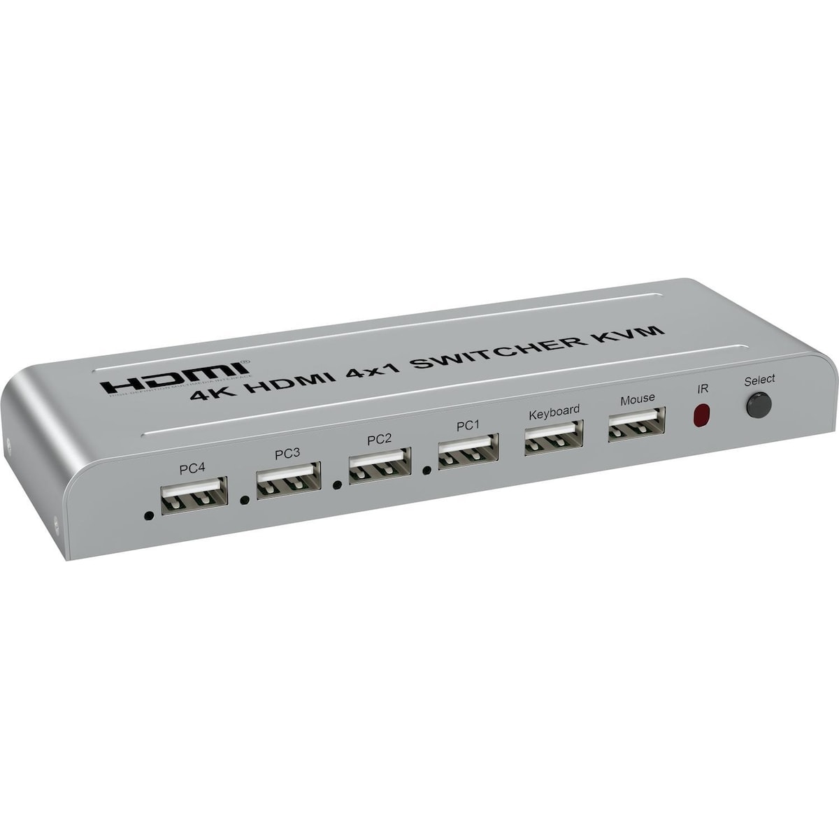 NÖRDIC KVM Switch 4 til 1 HDMI 4K 30Hz og 2xUSB HDCP 2.2