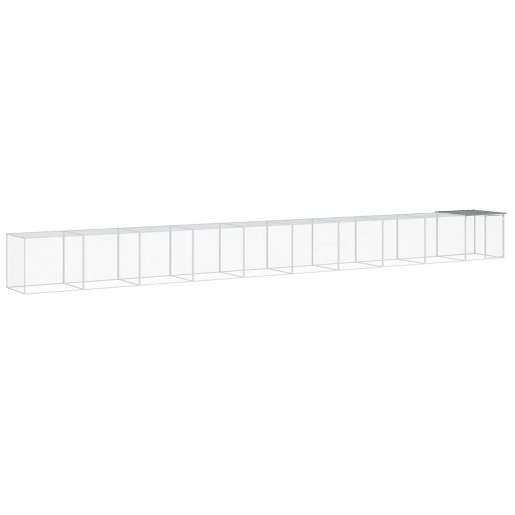Galinheiro vidaXL com telhado, aço galvanizado, cinza claro, 1003x98x90 cm