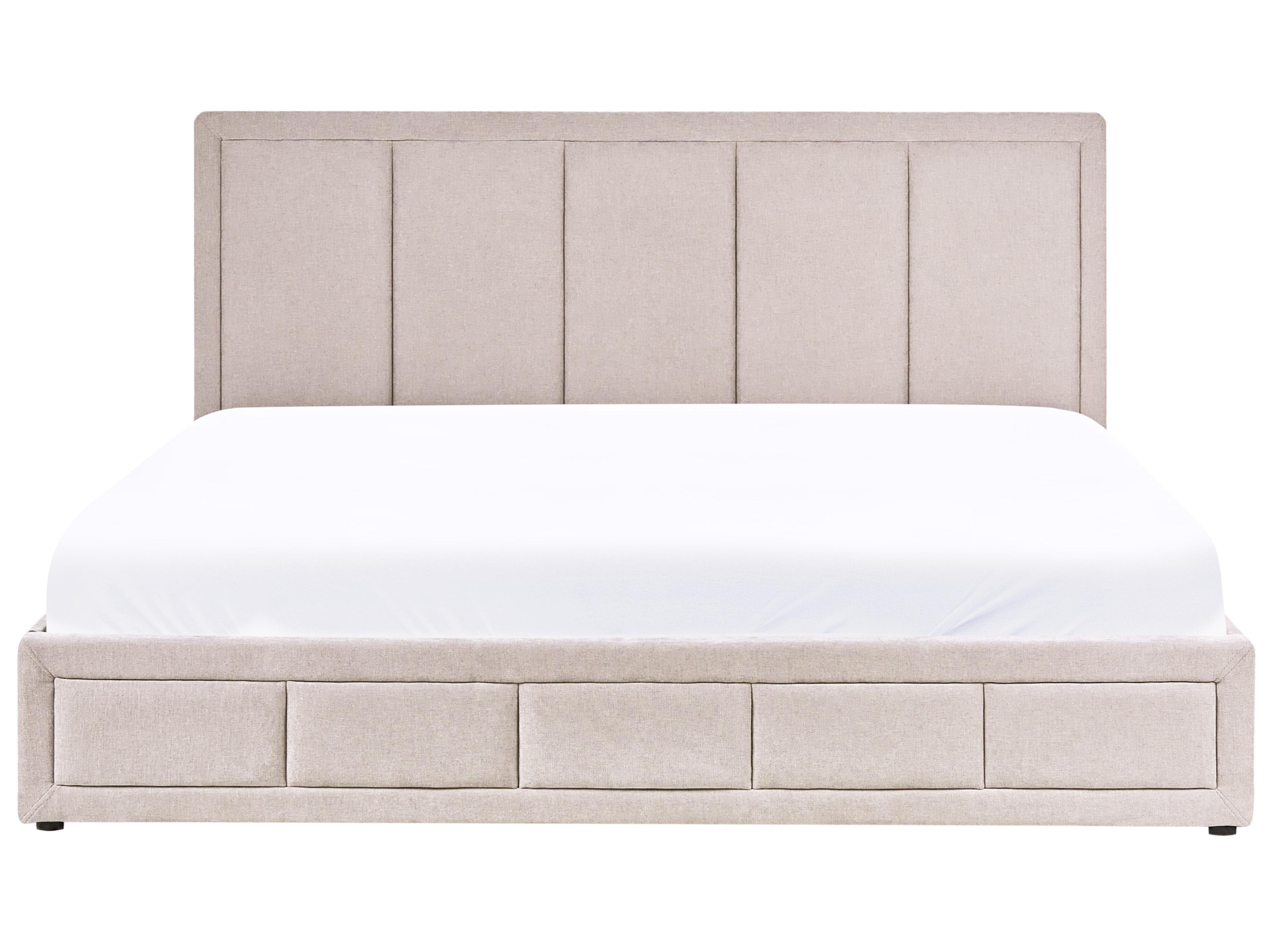 Bed met opbergruimte Chenille QUIBERON 180 x 200 cm Taupe