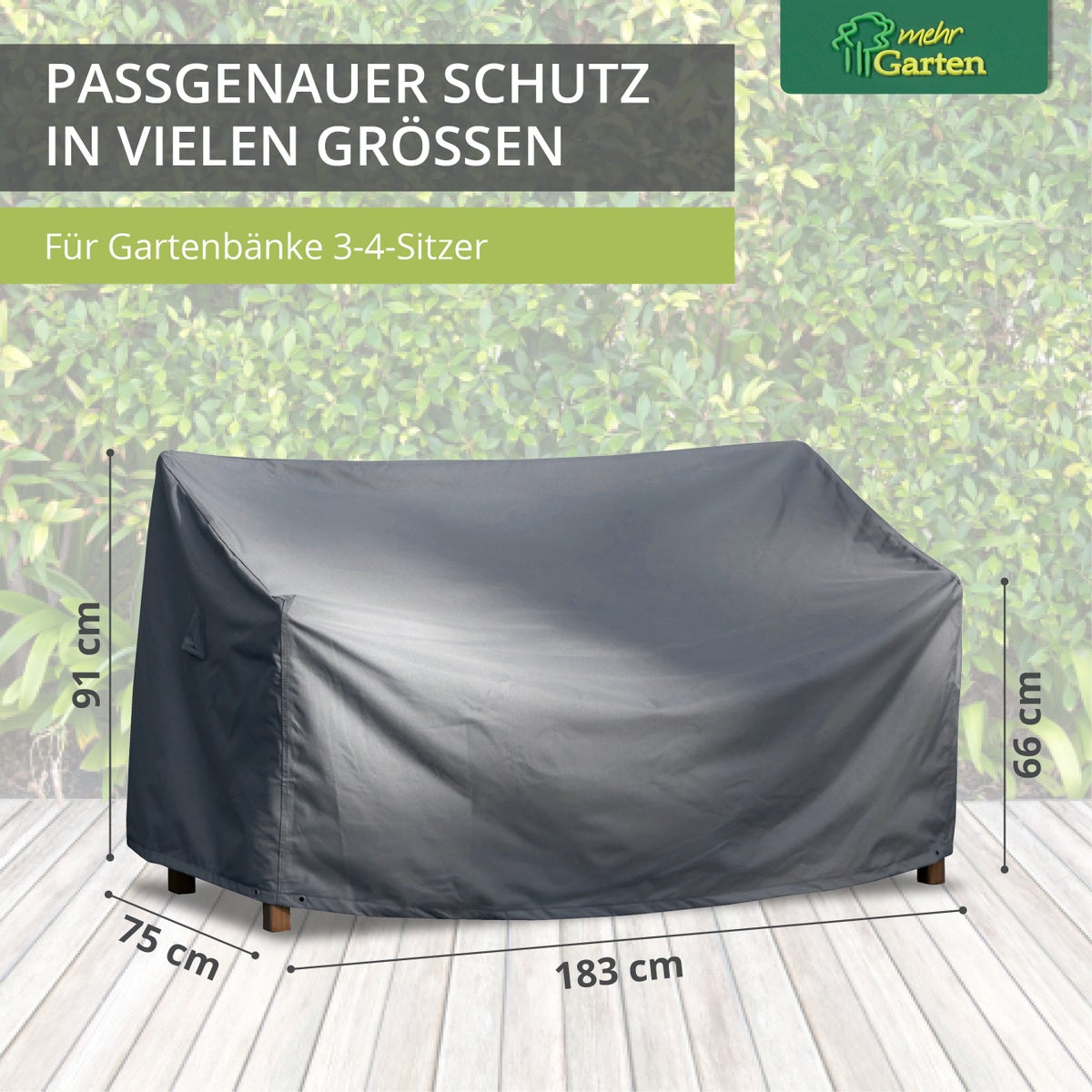 More Garden - Premium tuinbankhoes voor 2 personen: 133(B) x 70(D) x 63/86(H) cm | Robuuste hoes voor tuinbanken, water- en weerbestendig, gemaakt van Oxford 600D stof | Lichtgrijs