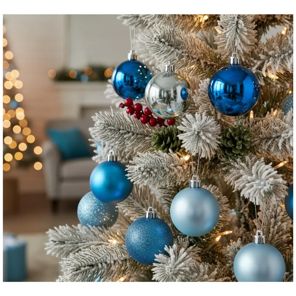 Cosy & Trendy Kerstballen - 12 st - ijsblauw - mat/glans/glitter