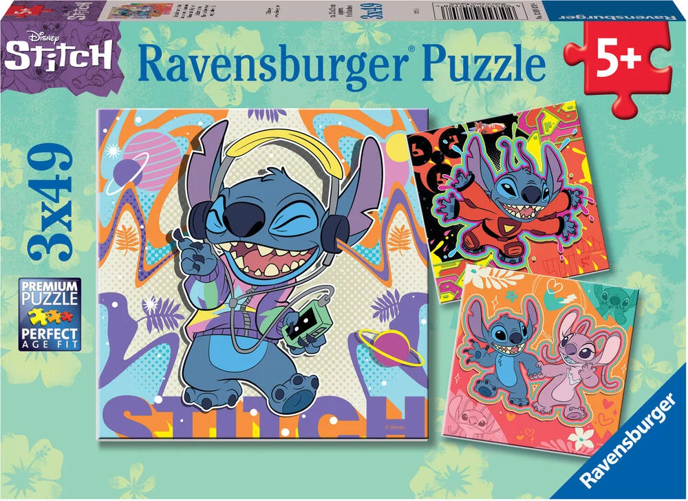 DISNEY STITCH - PUZZLES 3X49 PIECES - JOUER TOUTE LA JOURNEE